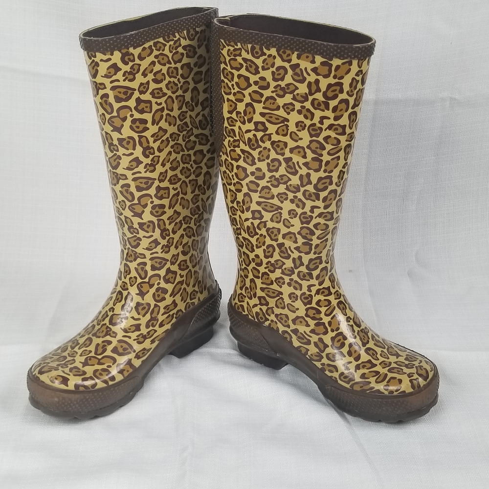 CROCS Leopard Rain Boots